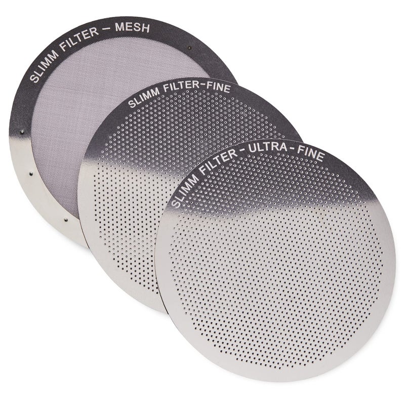 Slimm Filter Reusable Filter Set by Slimm Filter - 3 Piece, Stainless Steel Metal - Mesh, Fine, Ultra-Fine Metal Filter For AeroPress Coffee and Espresso Maker - Brew Barista-Grade Coffee At Home - Image 1